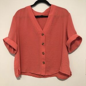 Blush Pink Button-up Crop